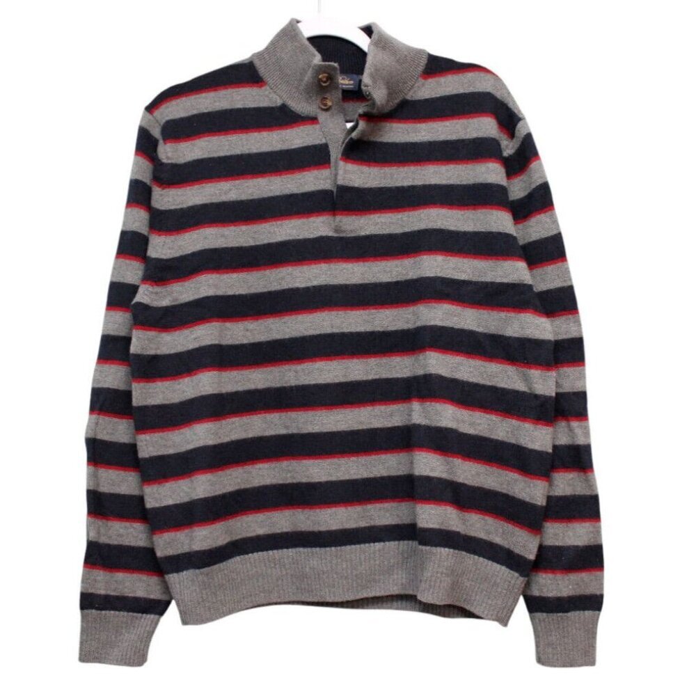 Brooks Brothers Mens Sweater Large 100% Merino Wool Extra Fine Italian Striped